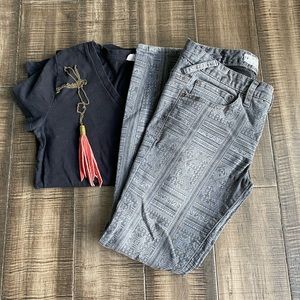 Free People gray pattern Jeans